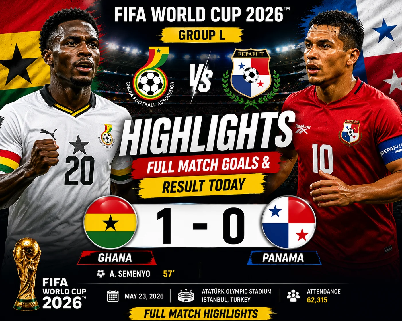 Ghana vs Panama Highlights — FIFA World Cup 2026 Group L | Full Match Goals & Result Today