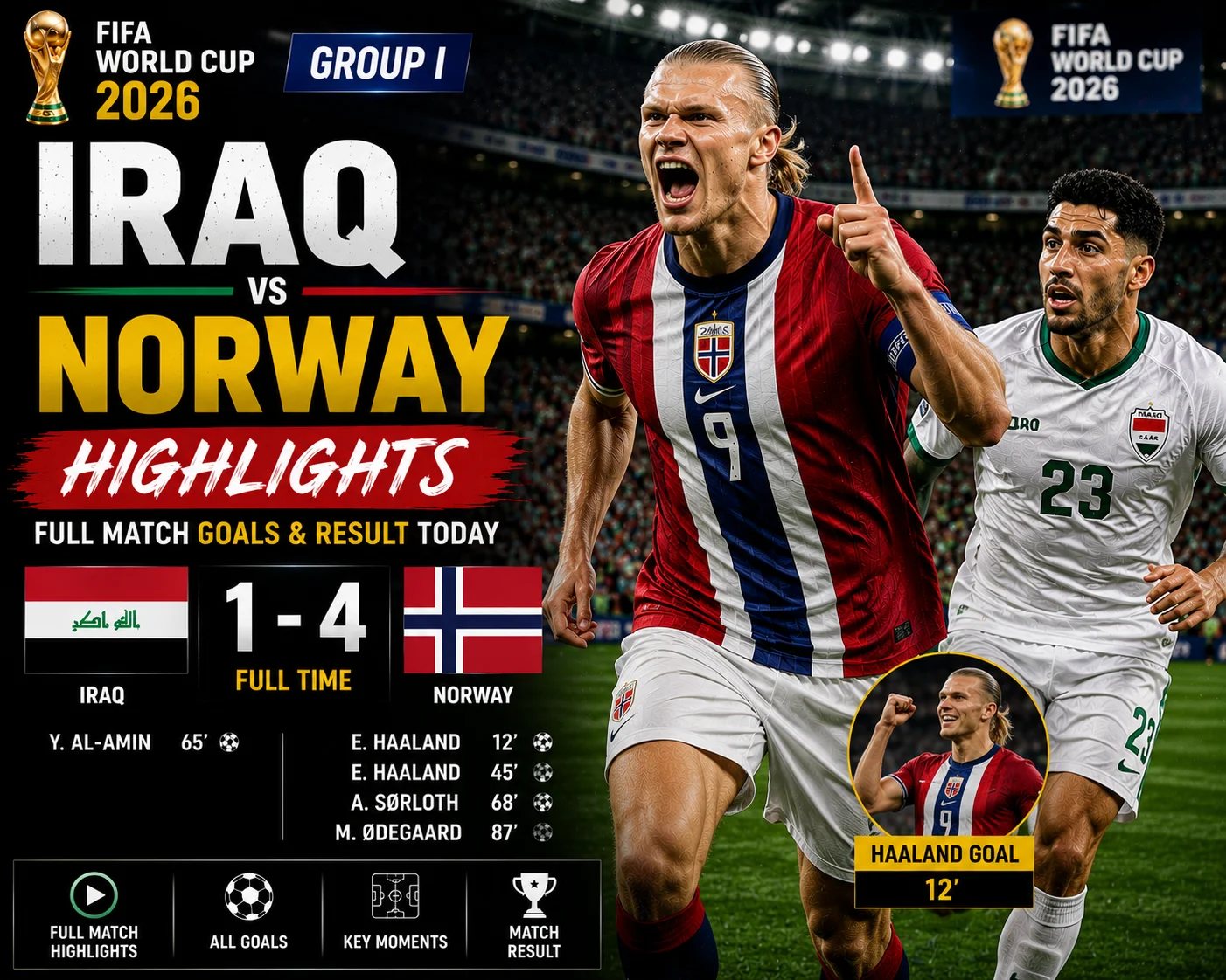 Iraq vs Norway Highlights — FIFA World Cup 2026 Group I | Haaland Goal | Full Match Goals & Result Today