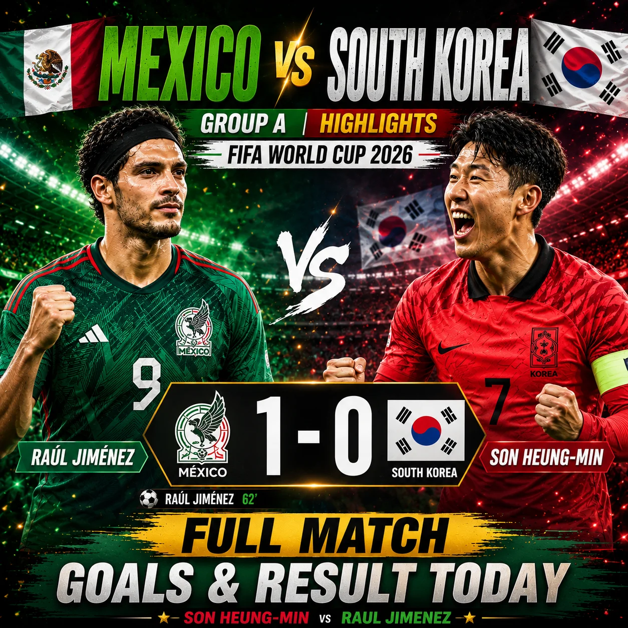 Mexico vs South Korea Highlights (Group A) — FIFA World Cup 2026 | Son Heung-min vs Raul Jimenez | Full Match Goals & Result Today