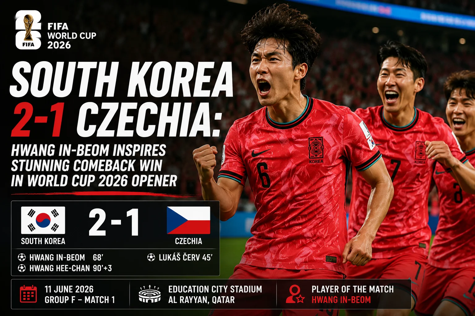 South Korea 2-1 Czechia: Hwang In-beom Inspires Stunning Comeback Win in World Cup 2026 Opener