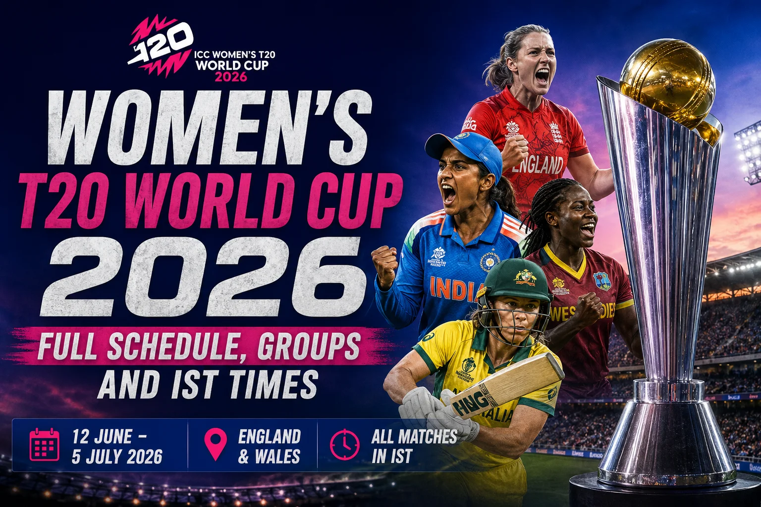 Women's T20 World Cup 2026: Full Schedule, Groups and IST Times